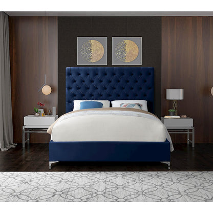 Cruz Navy Velvet Full Bed