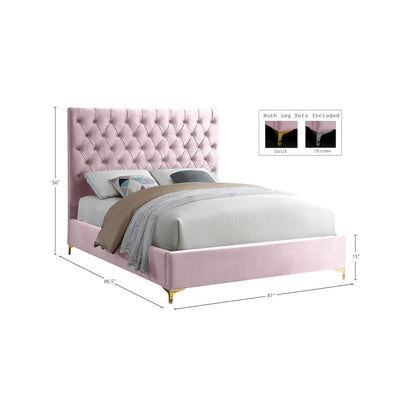 Cruz Pink Velvet King Bed