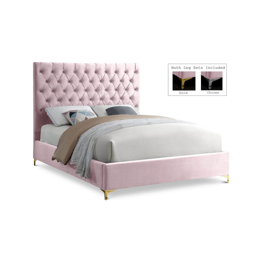 Cruz Pink Velvet King Bed