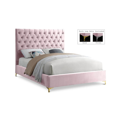 Cruz Pink Velvet King Bed