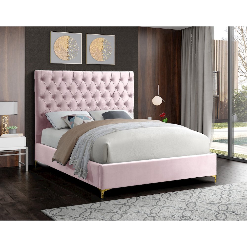 Cruz Pink Velvet King Bed