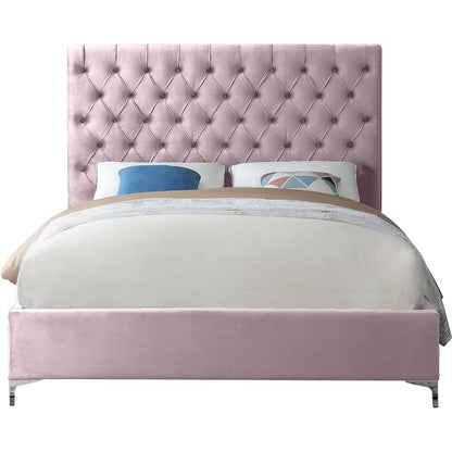 Cruz Pink Velvet King Bed