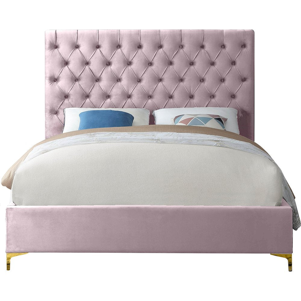 Cruz Pink Velvet King Bed
