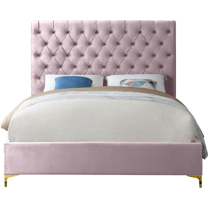 Cruz Pink Velvet King Bed
