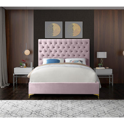 Cruz Pink Velvet King Bed