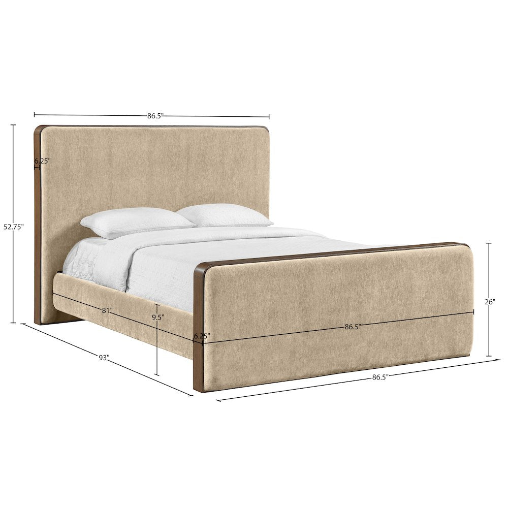 Dalton Beige Fabric Upholstered King Bed
