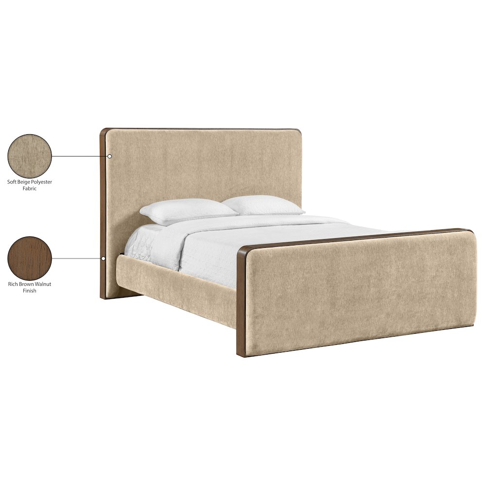 Dalton Beige Fabric Upholstered Queen Bed (3 Boxes)