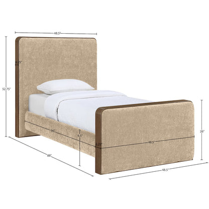 Dalton Beige Fabric Upholstered Twin Bed (3 Boxes)