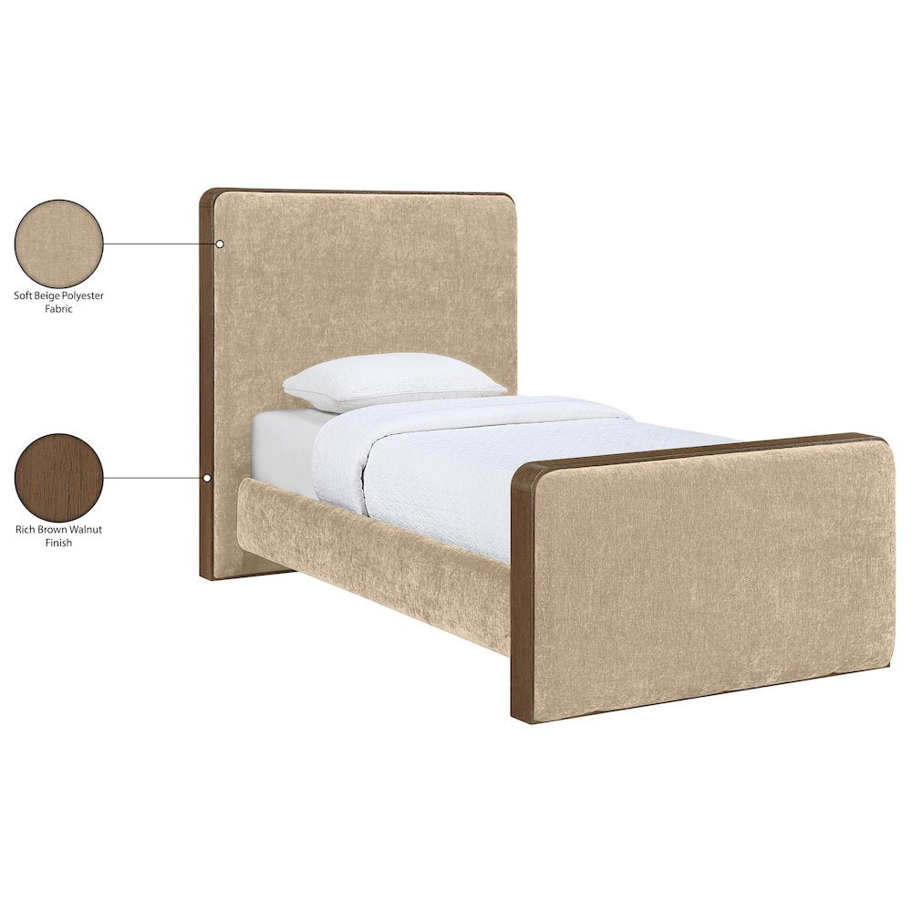 Dalton Beige Fabric Upholstered Twin Bed (3 Boxes)