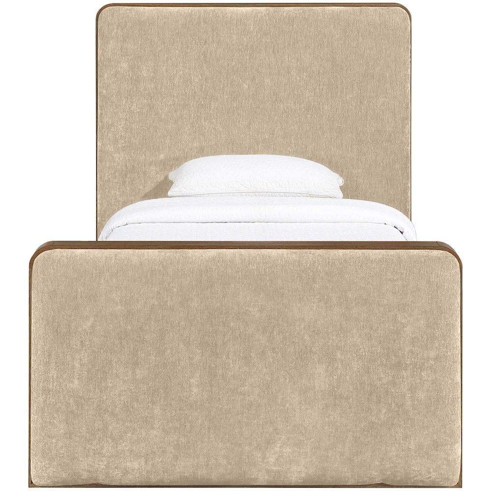 Dalton Beige Fabric Upholstered Twin Bed (3 Boxes)