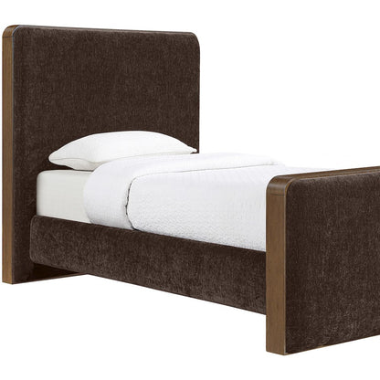 Dalton Brown Fabric Upholstered Twin Bed (3 Boxes)