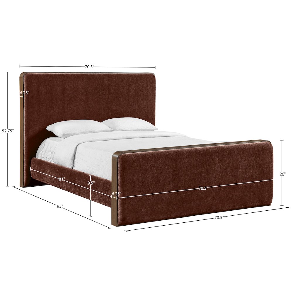 Dalton Burgundy Fabric Upholstered Queen Bed (3 Boxes)