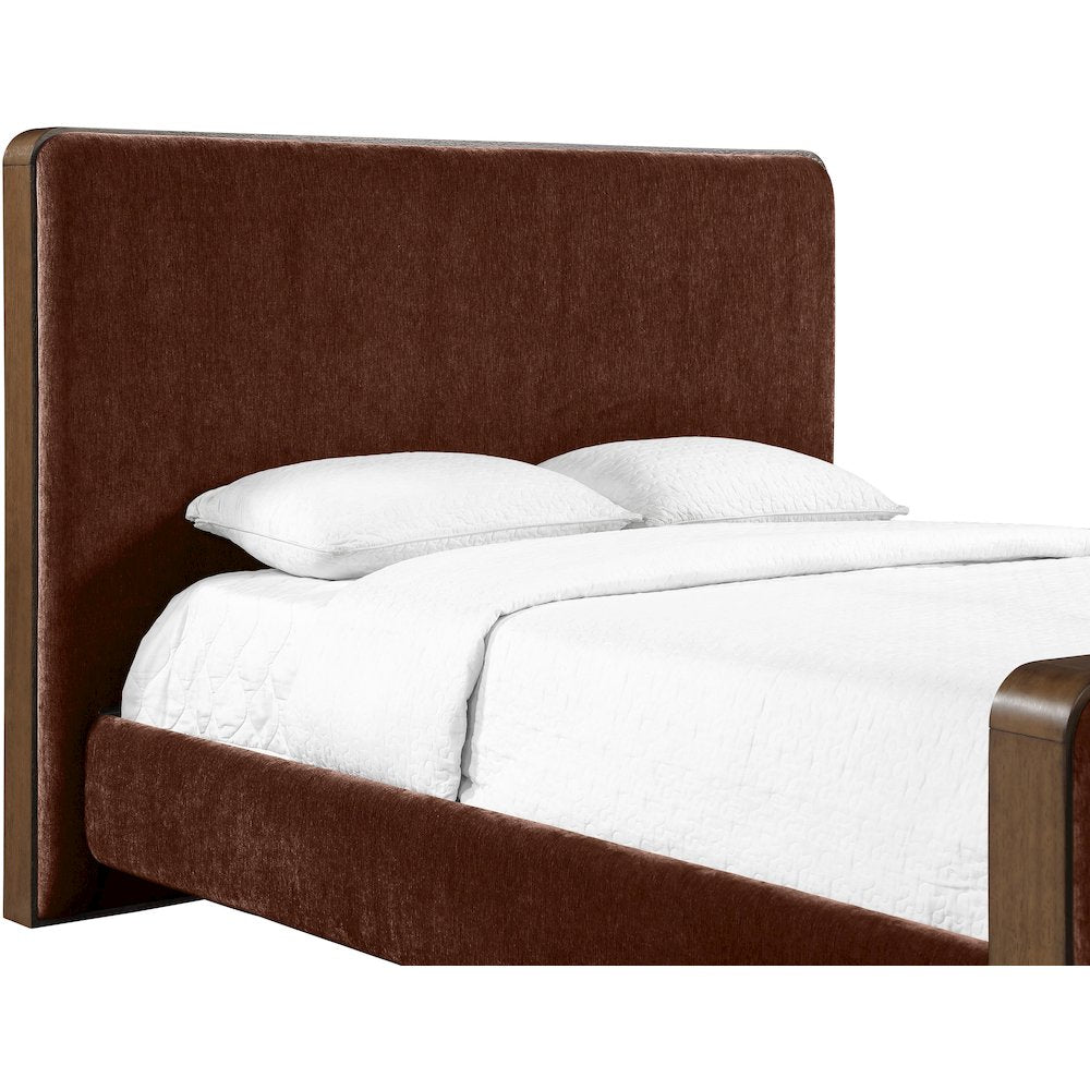 Dalton Burgundy Fabric Upholstered Queen Bed (3 Boxes)