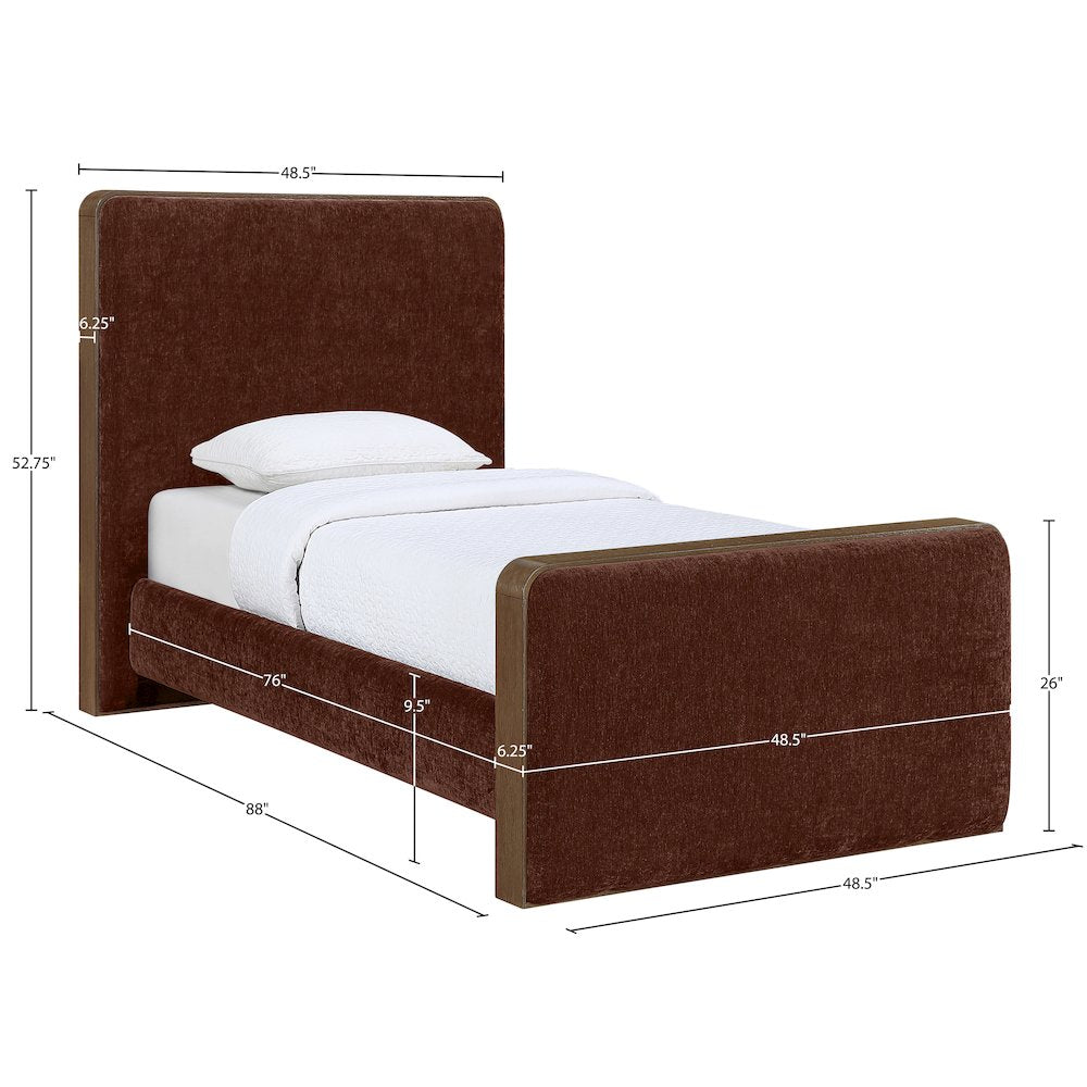 Dalton Burgundy Fabric Upholstered Twin Bed (3 Boxes)