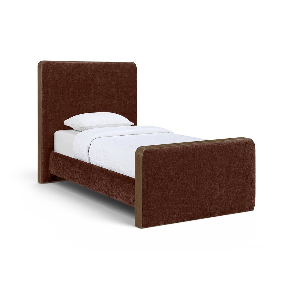 Dalton Burgundy Fabric Upholstered Twin Bed (3 Boxes)