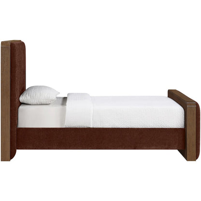 Dalton Burgundy Fabric Upholstered Twin Bed (3 Boxes)