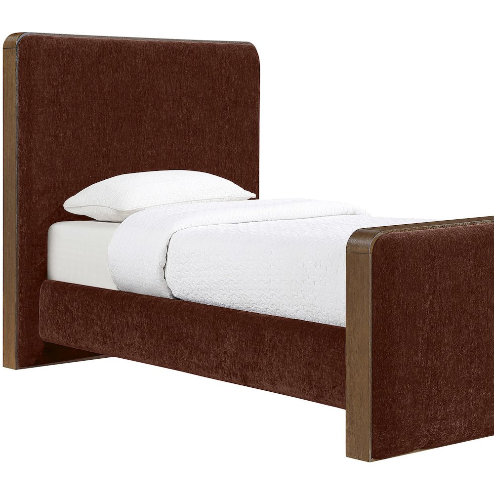 Dalton Burgundy Fabric Upholstered Twin Bed (3 Boxes)