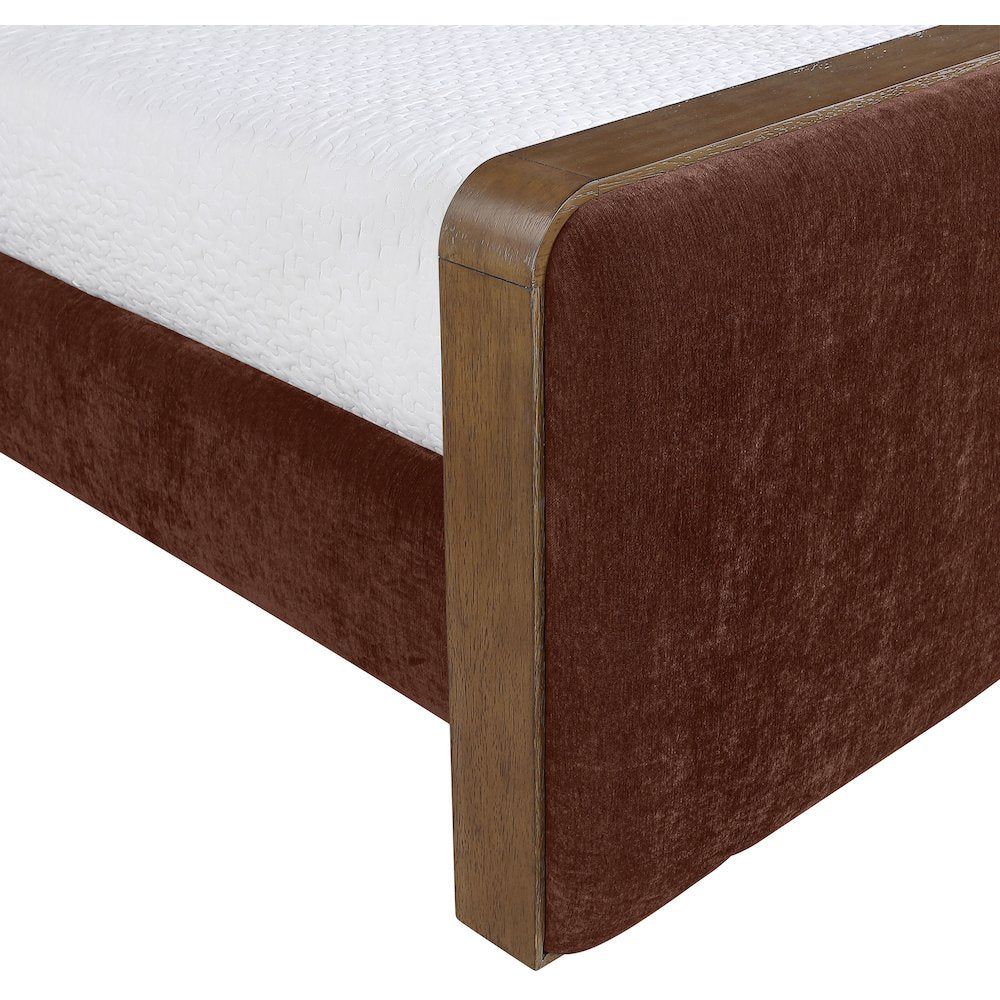 Dalton Burgundy Fabric Upholstered Twin Bed (3 Boxes)