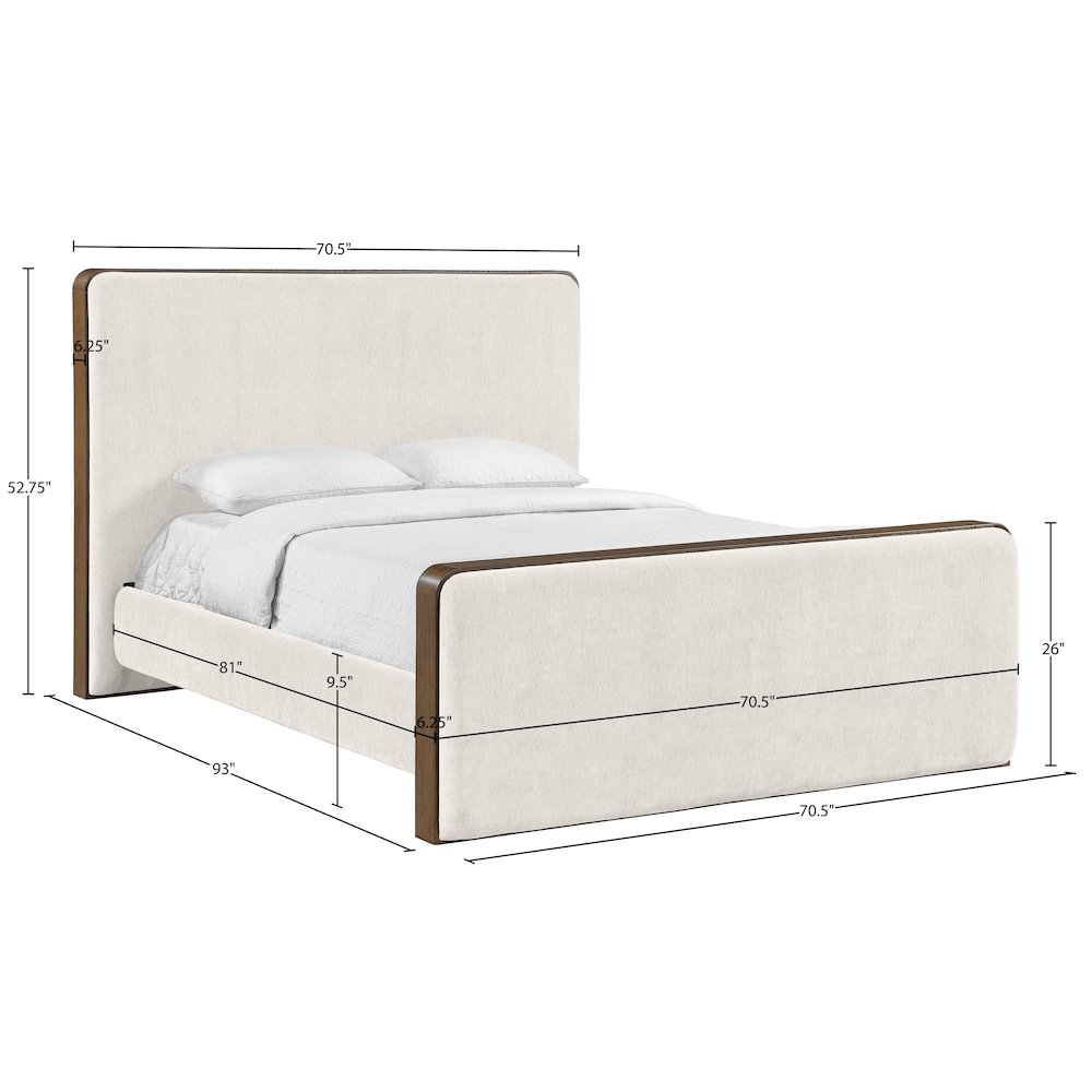 Dalton Cream Fabric Upholstered Queen Bed (3 Boxes)