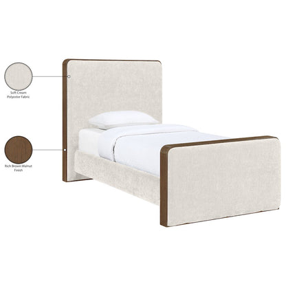 Dalton Cream Fabric Upholstered Twin Bed (3 Boxes)