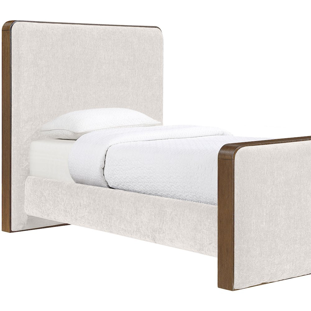 Dalton Cream Fabric Upholstered Twin Bed (3 Boxes)