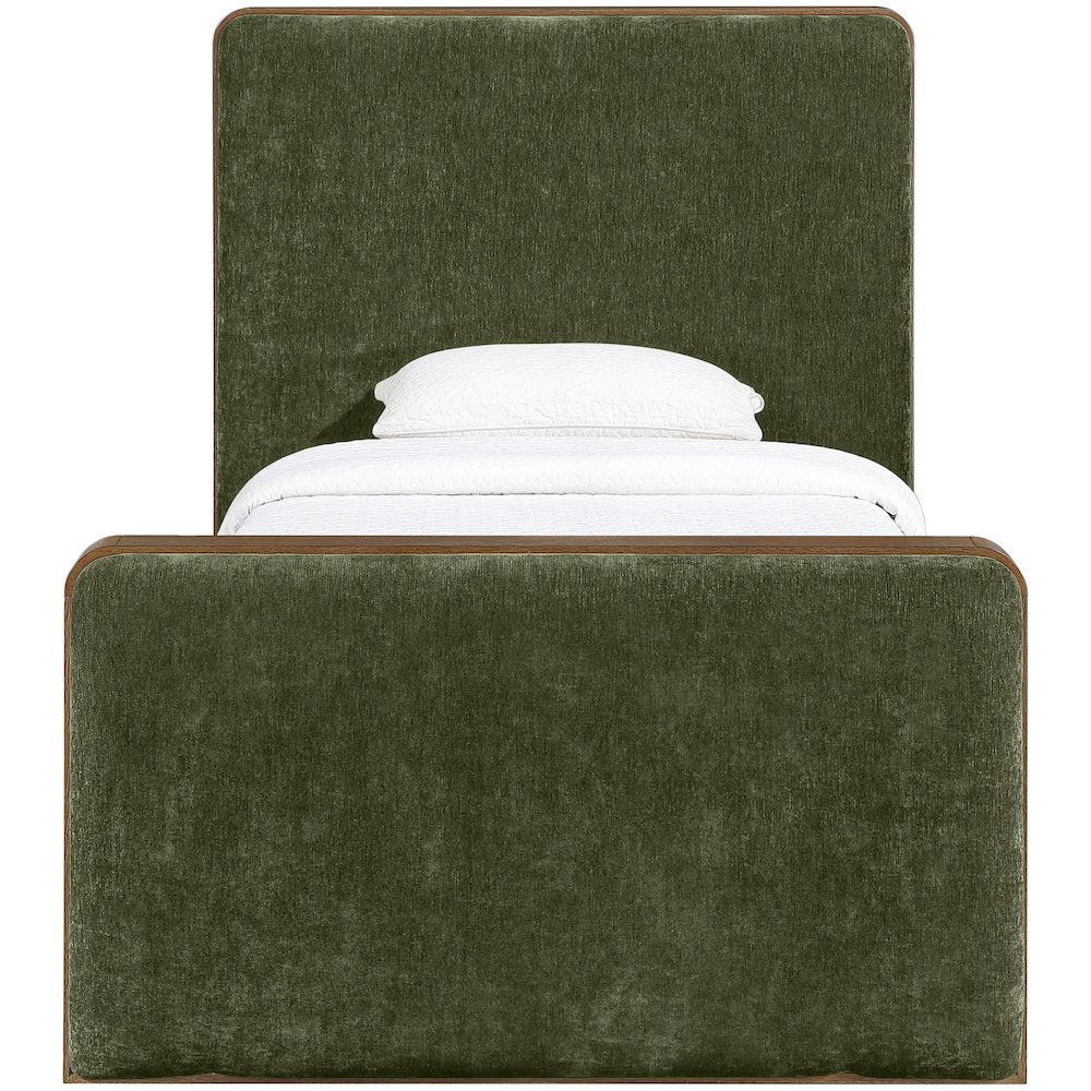 Dalton Green Fabric Upholstered Twin Bed (3 Boxes)