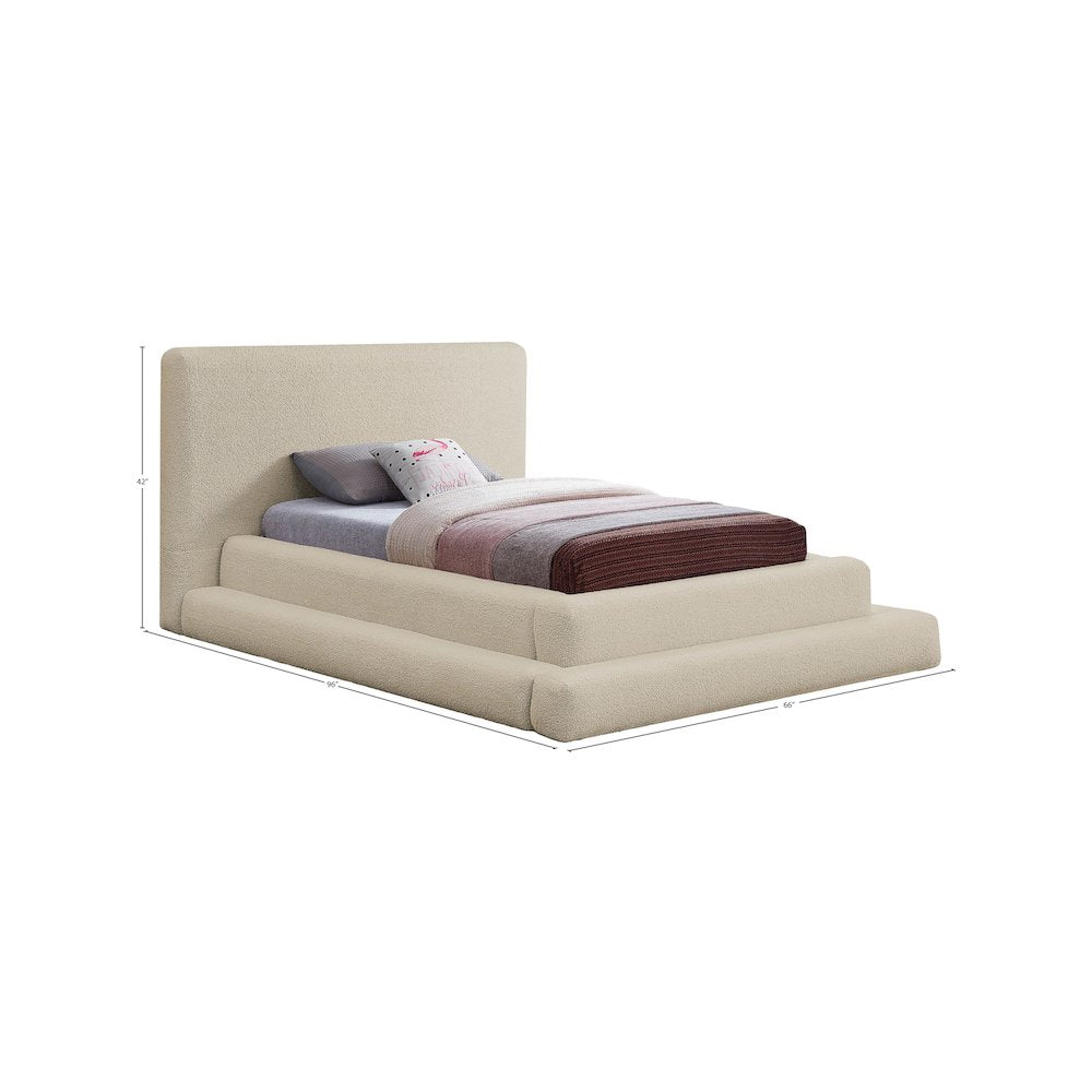 Dane Beige Teddy Fabric Twin Bed