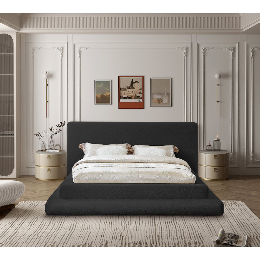 Dane Black Teddy Fabric King Bed