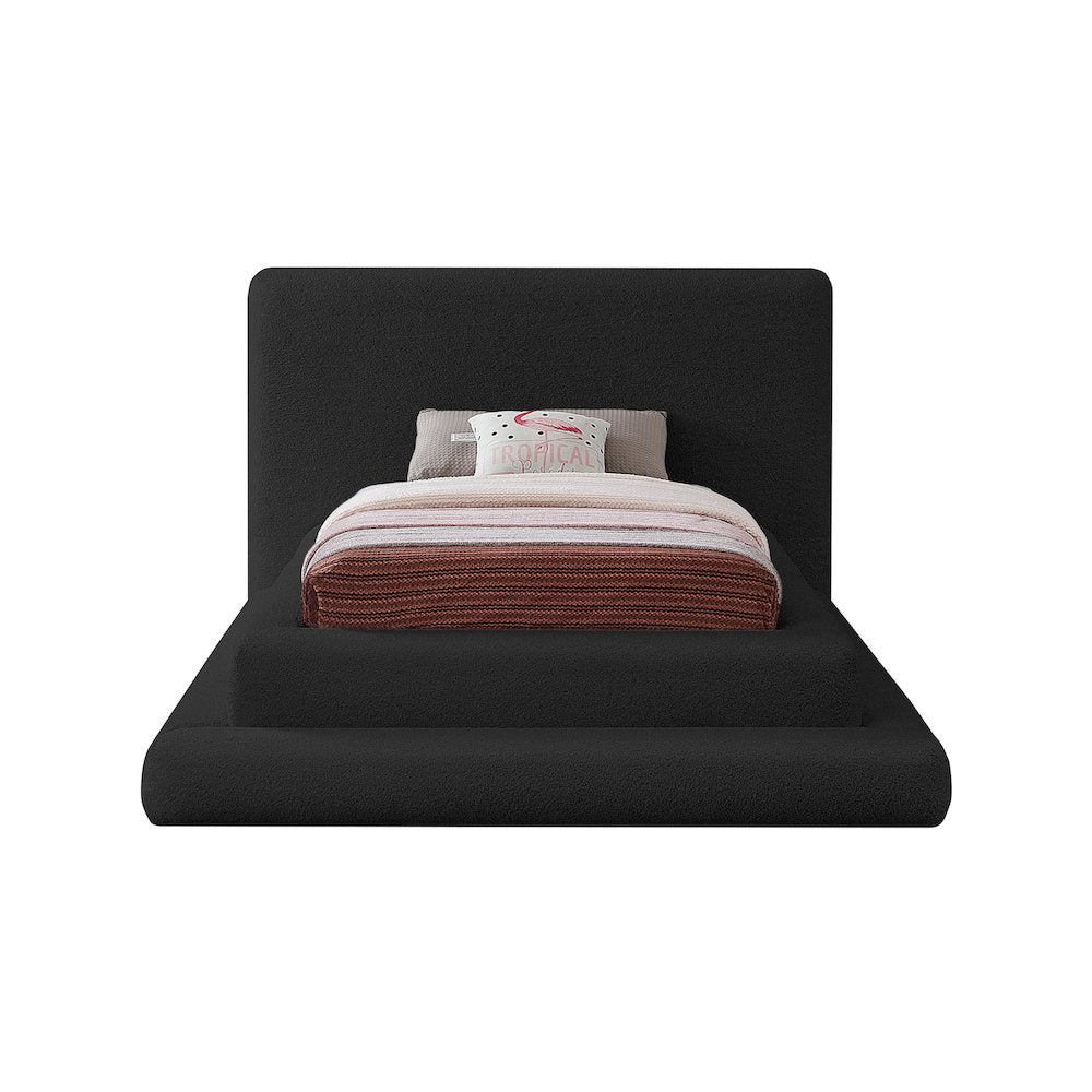 Dane Black Teddy Fabric Twin Bed