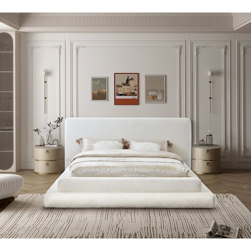 Dane Cream Teddy Fabric King Bed