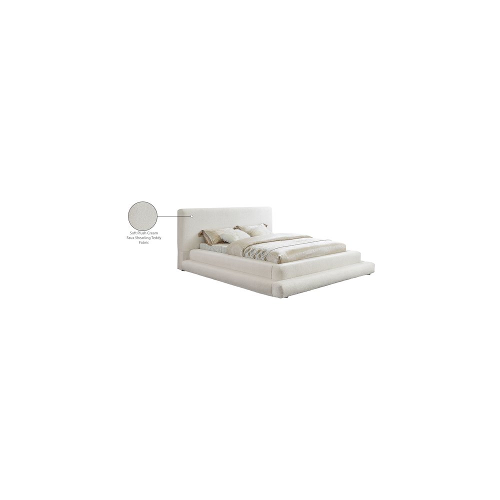 Dane Cream Teddy Fabric Queen Bed