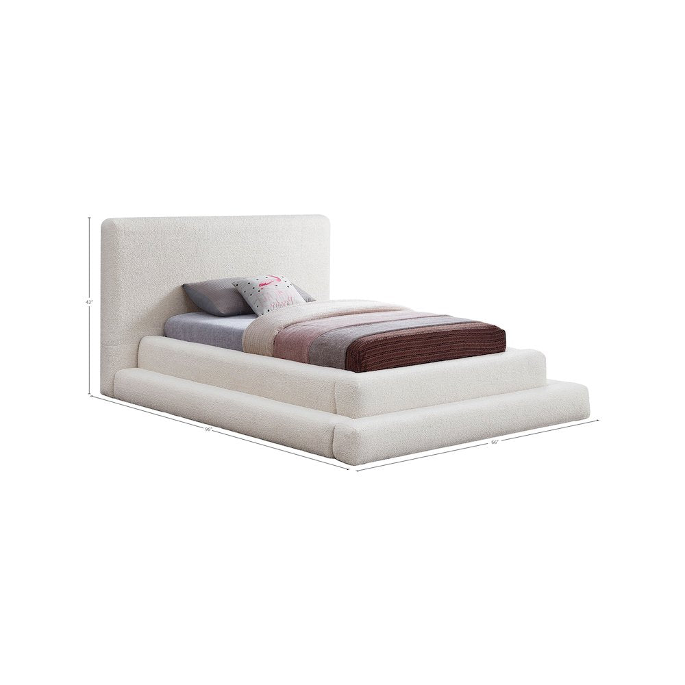 Dane Cream Teddy Fabric Twin Bed