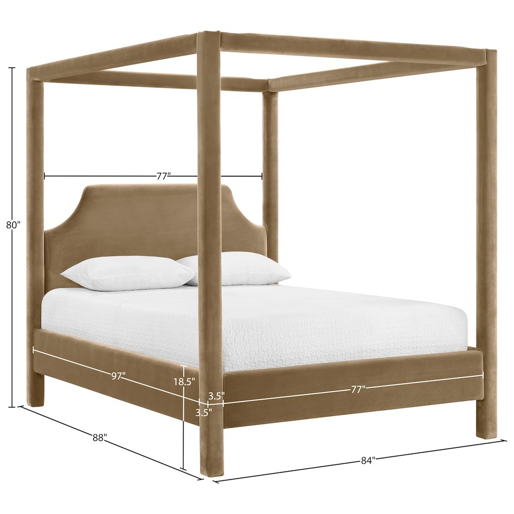 Dawson Beige Velvet Upholstered King Bed