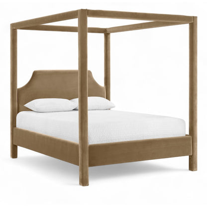 Dawson Beige Velvet Upholstered King Bed