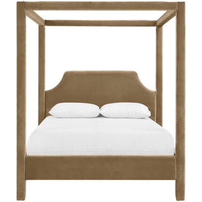 Dawson Beige Velvet Upholstered King Bed