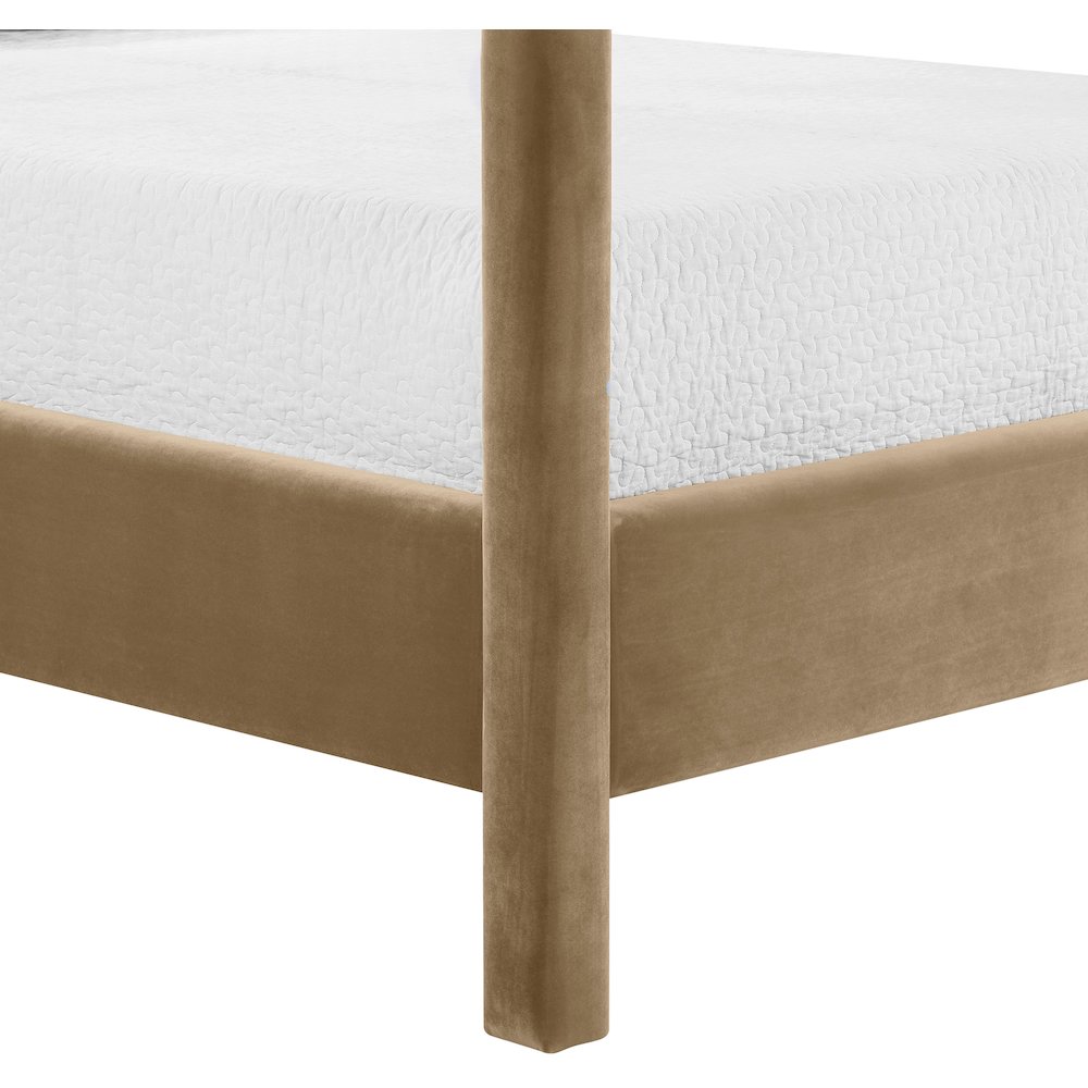 Dawson Beige Velvet Upholstered King Bed