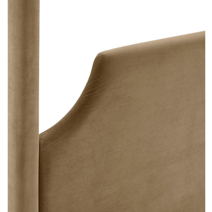 Dawson Beige Velvet Upholstered King Bed