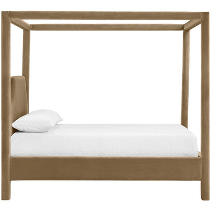 Dawson Beige Velvet Upholstered Queen Bed