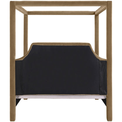 Dawson Beige Velvet Upholstered Queen Bed