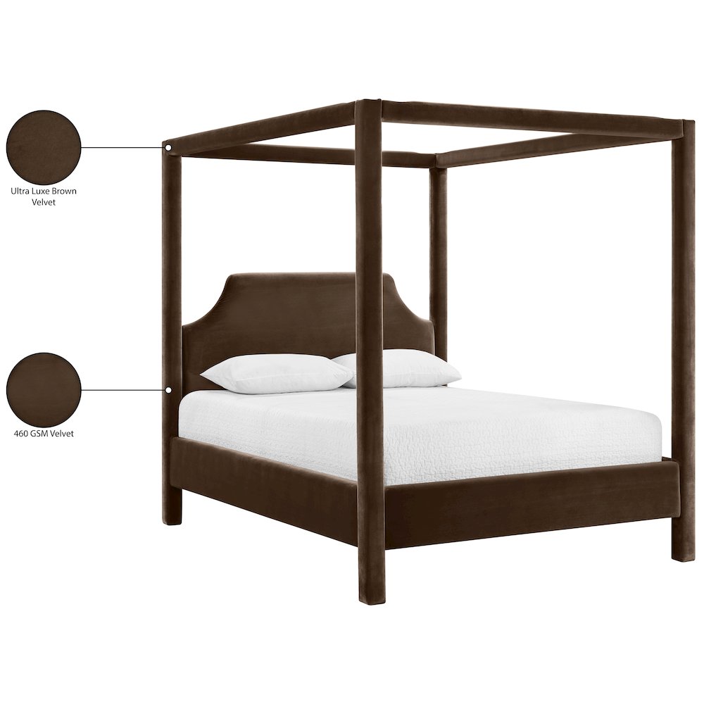 Dawson Brown Velvet Upholstered King Bed