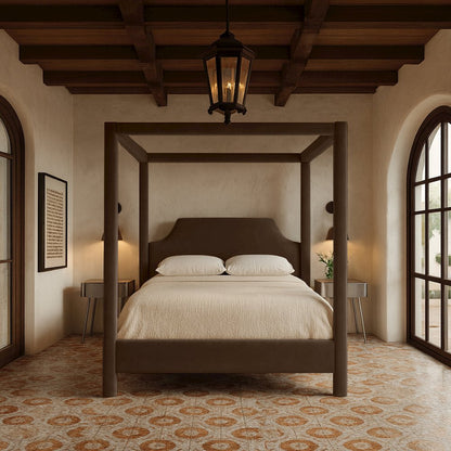 Dawson Brown Velvet Upholstered King Bed