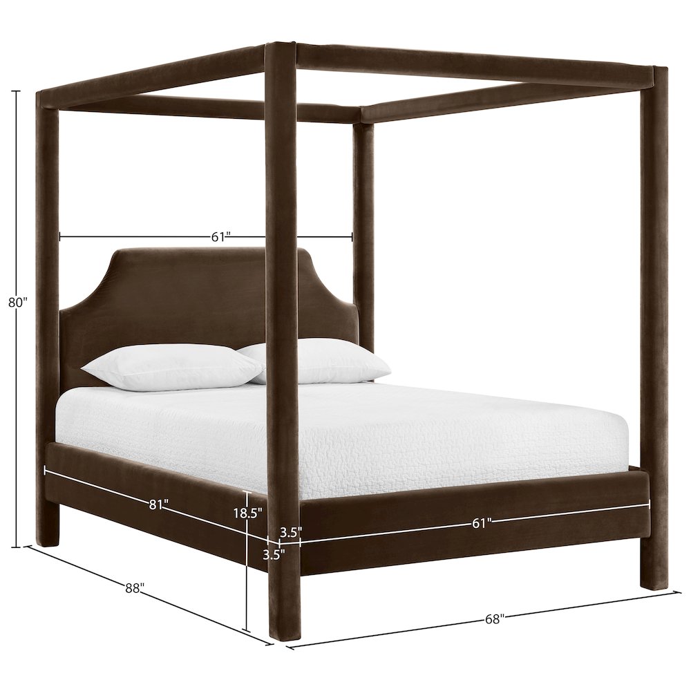 Dawson Brown Velvet Upholstered Queen Bed
