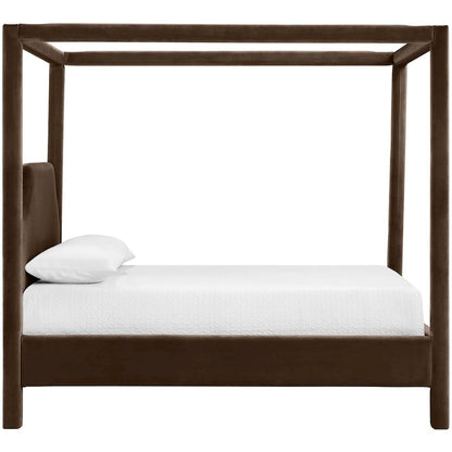 Dawson Brown Velvet Upholstered Queen Bed