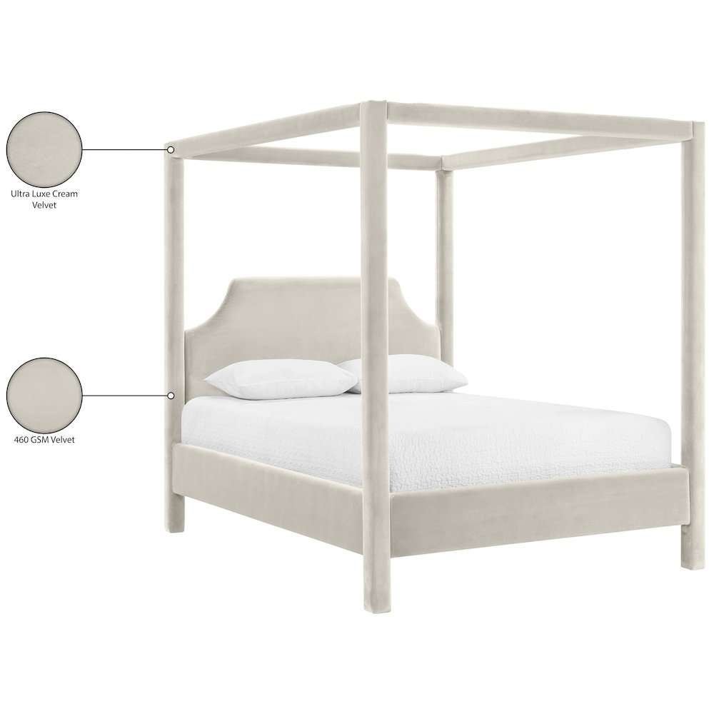 Dawson Cream Velvet Upholstered Full Bed