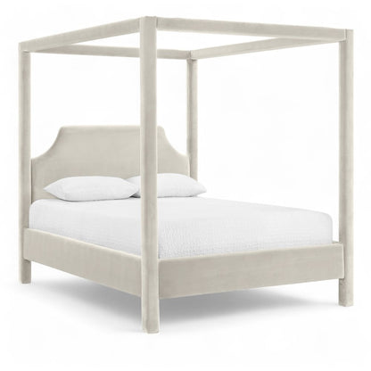 Dawson Cream Velvet Upholstered Full Bed