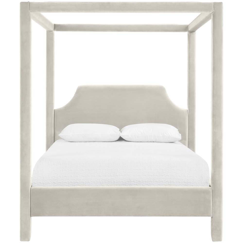 Dawson Cream Velvet Upholstered Full Bed