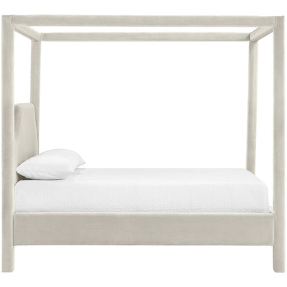 Dawson Cream Velvet Upholstered Full Bed