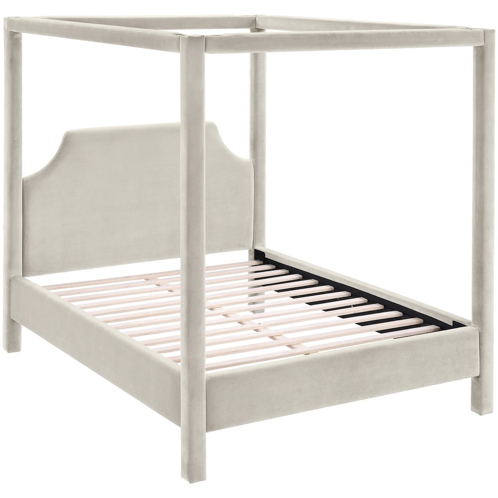 Dawson Cream Velvet Upholstered Full Bed