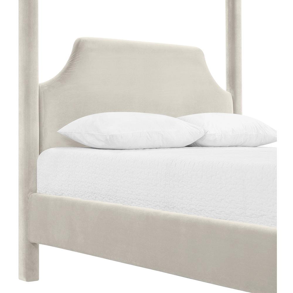 Dawson Cream Velvet Upholstered Full Bed