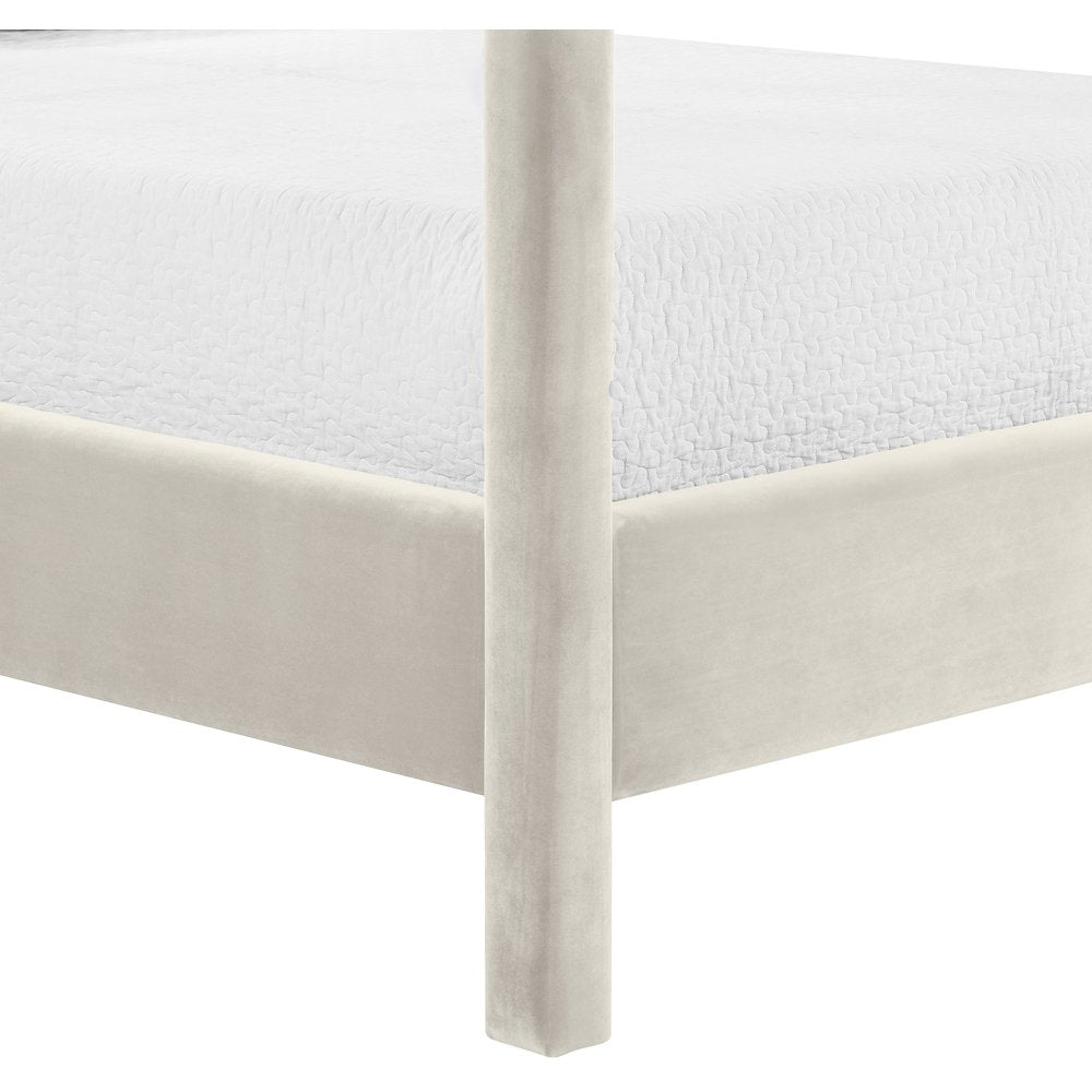 Dawson Cream Velvet Upholstered Full Bed